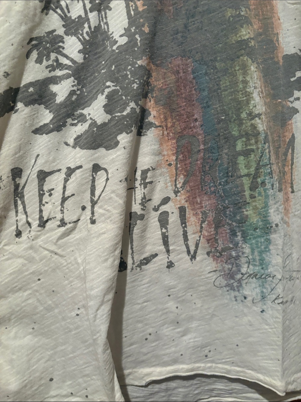 Magnolia Pearl White Graphic Short Sleeve Tee with Multicolor Surf Print - Picture 3 of 6